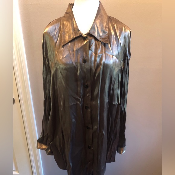 Vintage Gold Black Glam Blouse fromA Personal Touch Size 16W Made in USA - Picture 1 of 6